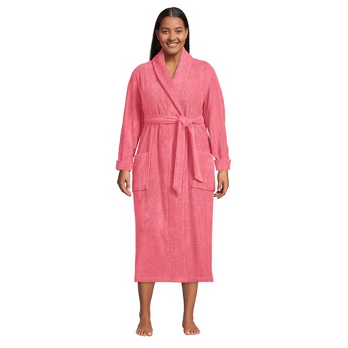 Lands' End Women's Plus Size Cotton Terry Long Spa Bath Robe - 1x ...