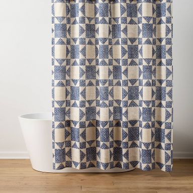 Americana Quilted Shower Curtain Blue - Threshold™