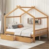 COWLOWN Twin House Platform Bed with Roof Design, Wooden Playful Bed Frame with Headboard & Footboard for Kids - 4 of 4