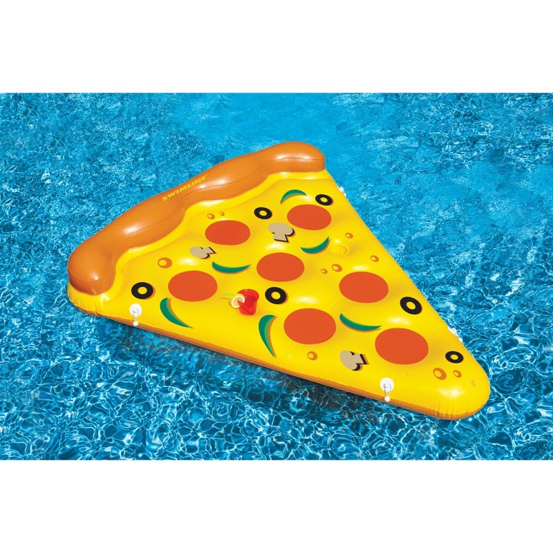 Swimline 72" Inflatable Pizza Slice Novelty Swimming Pool Float Raft - Yellow/Orange, 1 of 6