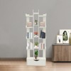 YIYIBYUS Bookcase 15-Compartment Book Rack with Cabinet, Floor Standing, White - 2 of 4