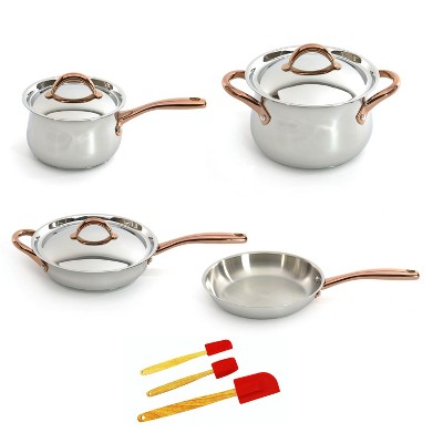 Ouro Gold 11Pc 18/10 SS Cookware Set, Metal Lids - Bed Bath