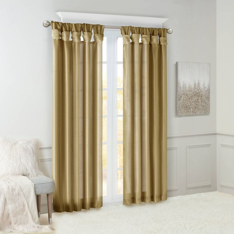 Lillian Twisted Tab Light Filtering Lined Curtain Panel, 3 of 11