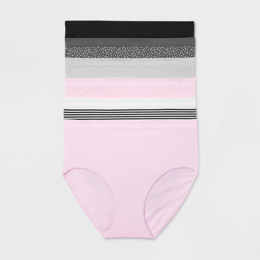 Women's 6pk Seamless Briefs Underwear - Auden™ Assorted Color M: Lightweight Knit, Solid & Stripe Patterns