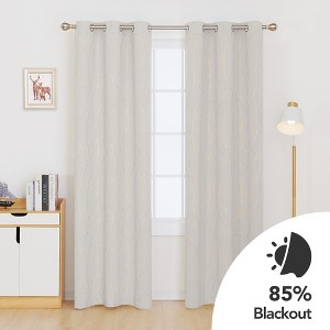 Deconovo Gold Wave Line and Dots Curtain Panel Pair(2 Panel) - 1 of 4