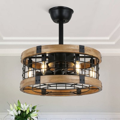 Bella Depot 18" Farmhouse Distressed Wood Ceiling Fan 3-Speed Reversible Blades with Remote Control and Light Kit(Bulbs not Included)