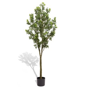 NAYSAYE Planter Artificial Olive Tree Faux Potted Plant with Olive Branches for Indoor Outdoor Garden, Green, 21.6"*21.6"*70.8" - 1 of 4