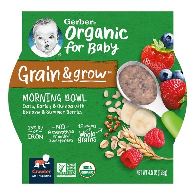 Gerber Organic Baby Food Oats Barley and Red Quinoa with Banana & Summer Berries Morning Bowl - 4.5oz