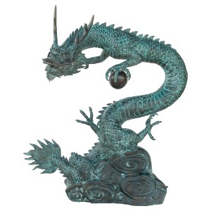 Design Toscano Asian Dragon with Oriental Power Orb Bronze Garden Statue - 1 of 4