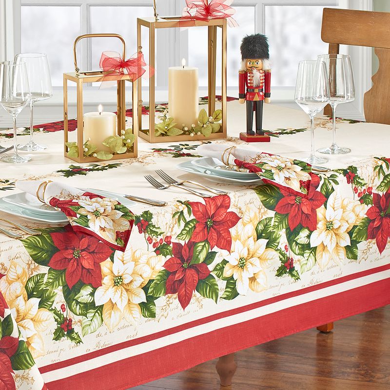 Red and White Poinsettias Tablecloth - Red/Green - Elrene Home Fashions, 4 of 5