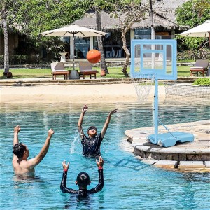 YONWAY Poolside Basketball Hoop Stand, 36.5"-48.5" Height Adjustable Portable Hoop System w/ Clear Backboard & Fillable Base for Whole Family,Blue - 1 of 4