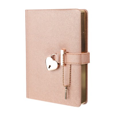 Unique Bargains Cute Journaling Leather B6 Diary with Heart Lock 144 Pages