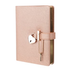 Unique Bargains Cute Journaling Leather B6 Diary with Heart Lock 144 Pages - 1 of 4