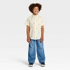 Boys' Short Sleeve Holiday Embroidered Button-Down Shirt - Cat & Jack™ Cream - 3 of 3