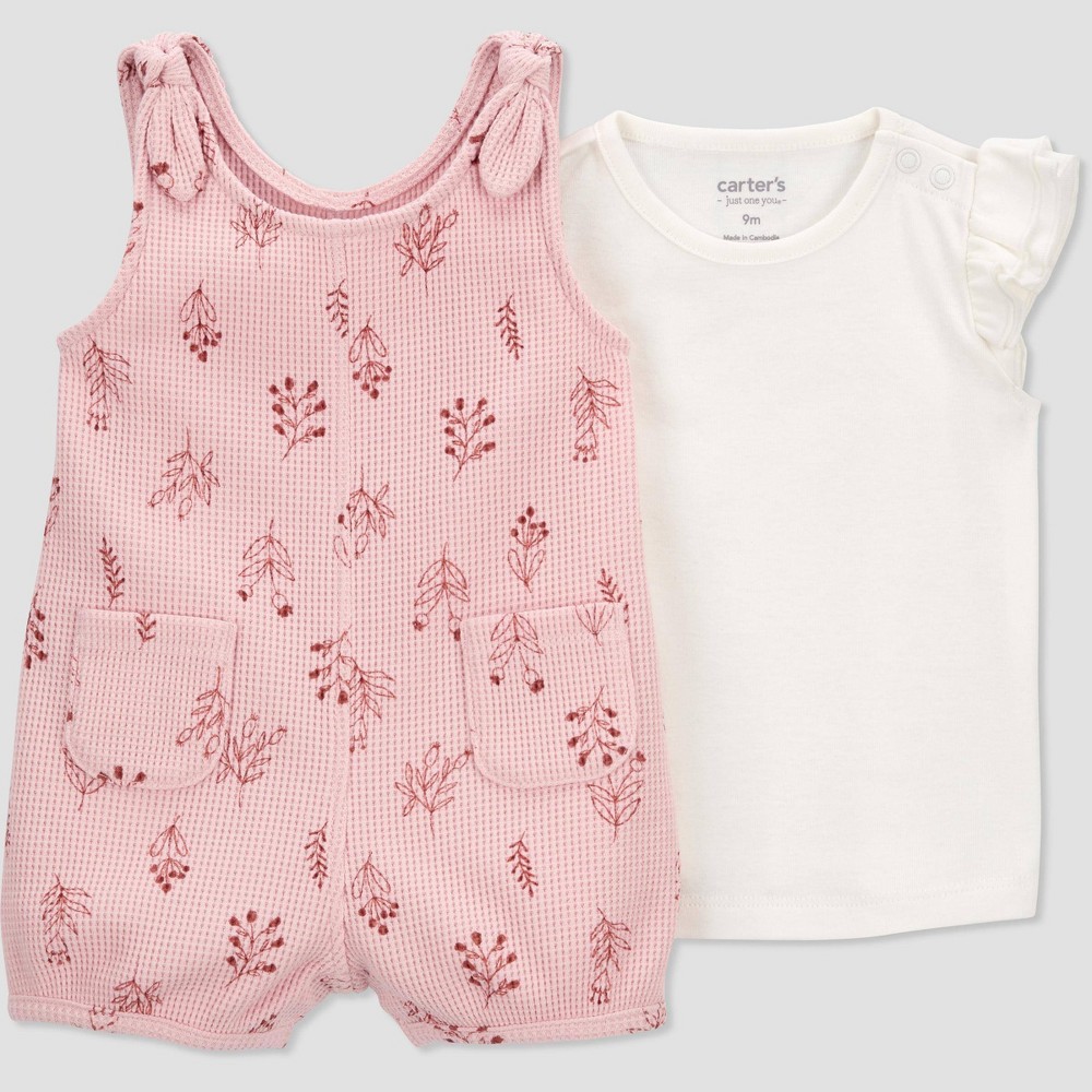 Carter's Just One You® Baby Girls' Floral Romper - Pink/Brown Newborn (Pack of 2)