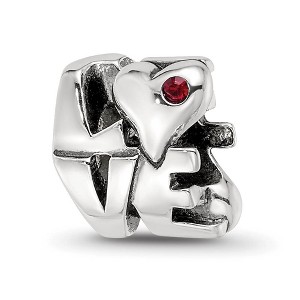 Black Bow Jewelry Sterling Silver with Red Crystals LOVE Script Bead Charm - 1 of 4