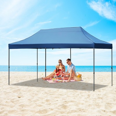 10x20 FT Heavy-Duty Pop-Up Canopy Tent with 6 Sidewalls, UV Protection, Waterproof, Adjustable Height, Wheeled Bag for Outdoor Events-Coolbibila