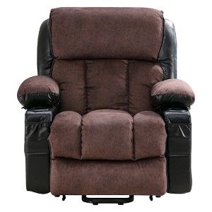AndMakers 38.58 in. W Leather Recliner with Remote Control, Tufted and Storage - 1 of 4