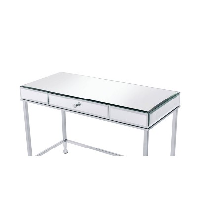 Mirrored Chrome Finish Writing Desk with Drawer
