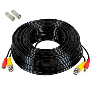 SatelliteSale CCTV Security Camera BNC Cable Siamese Pre-Made 2-in-1 Video and Power Universal Wire PVC Black Cord - 1 of 4