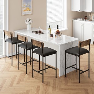 Set of 2/4 Bar Chair with Footrest and PU Upholstered for Kitchen Island, Apartment, Counter Bar, Easy Assembly - 1 of 4