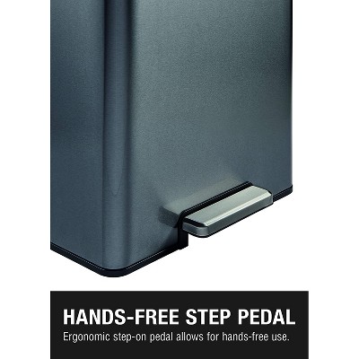 Charcoal Stainless Steel 12 Gallon Pedal Trash Can