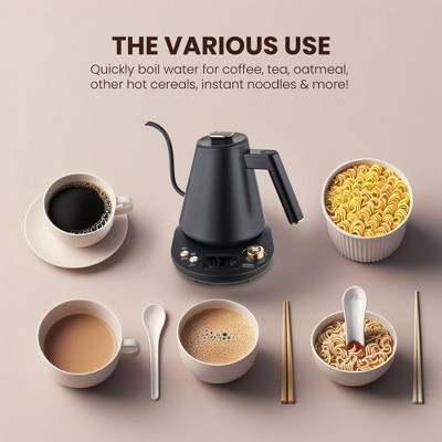 1L Black Stainless Steel Digital Gooseneck Kettle