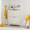 HDZNVF 31.5 Inch Retro White Shoe Storage Cabinet, Mid Century Vintage Freestanding Shoe Cabinet with 2 Flip Drawers - 4 of 4