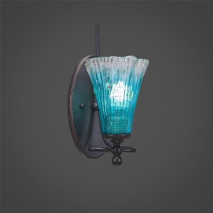 Toltec Lighting Capri 1 - Light Sconce in  Dark Granite with 5.5" Fluted Teal Crystal  Shade - 1 of 1
