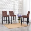WestinTrends Hayes 29" Linen Fabric Tufted Bar Stool (Set of 3) - 2 of 4