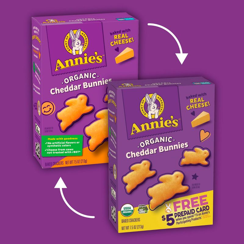 Annie&#39;s Organic Cheddar Bunnies Baked Snack Crackers - 7.5oz, 3 of 14
