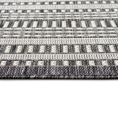 Charcoal Round Flat Woven Synthetic Indoor/Outdoor Rug