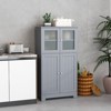 Tangkula Bathroom Storage Cabinet Freestanding Storage Cabinet w/ 4 Doors Wooden Kitchen Cupboard w/ Adjustable Shelf - 4 of 4
