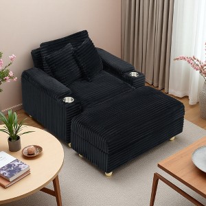 57" Corduroy Single Sofa Chair with Ottoman, Pillow and Storage - 1 of 4