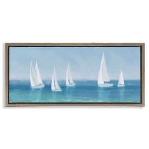 Stupell Industries White Sail Boats Across Coast, 25" x 11" - 1 of 4