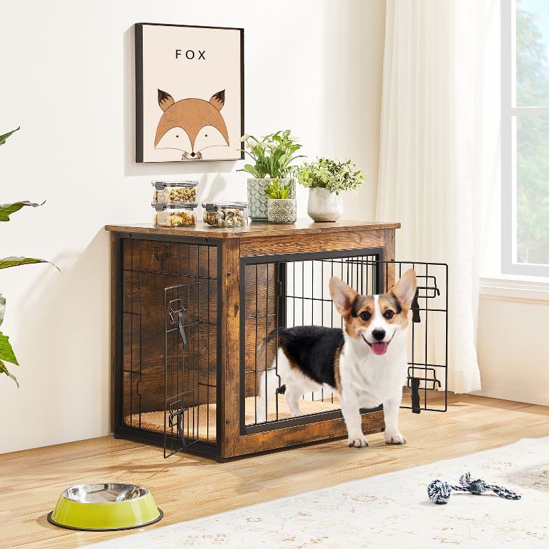 Yaheetech Industrial Multi-functional Dog Crate Furniture Wooden Dog Kennel, Rustic Brown, 2 of 8