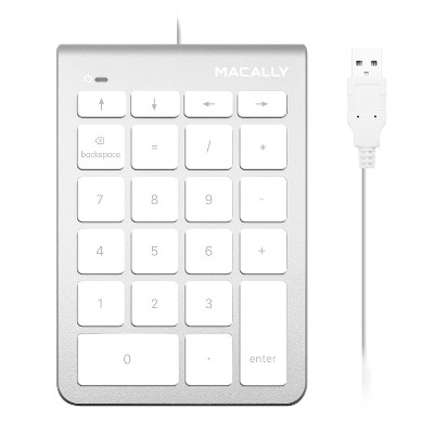 Macally Wired USB 22 Keys Number Key Pad works With Windows PC and Mac - White
