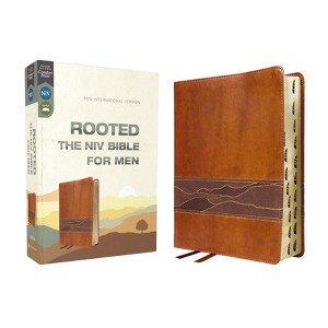 Rooted: The NIV Bible for Men, Leathersoft, Brown, Thumb Indexed, Comfort Print - by  Zondervan (Leather Bound) - 1 of 1