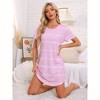 cheibear Women's Round Neck Curve Hem Short Sleeve Sleepshirt Nightgown - 3 of 4