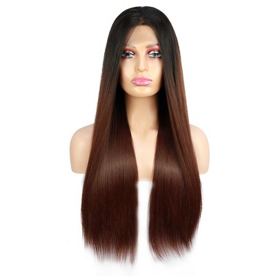 Unique Bargains Women Lace Front Heat Resistant Long Straight Hair Wigs with Wig Cap 26" 1PC