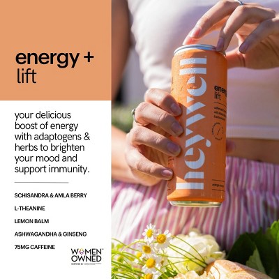 heywell Energy + Lift Orange Mango Sparkling Water - 12 fl oz Can