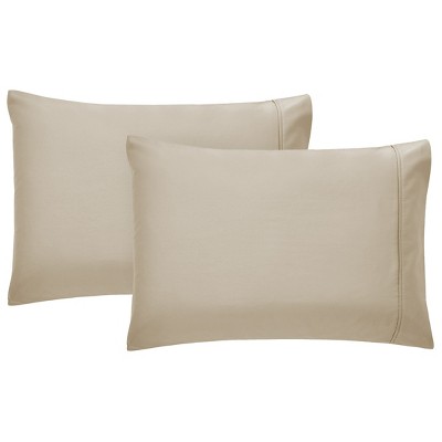 Beige King Size Cotton Sateen Pillowcases Set