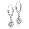 Pompeii3 3/4  Dangle Diamond Halo Hoops 14k White Gold 1" tall Lab Created - 2 of 4