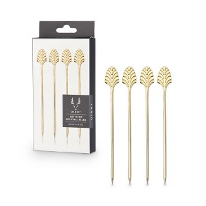 Viski Gold Art Deco Cocktail Picks-Heavy Duty Toothpicks Stainless Steel Metal Drink Skewers Barware Accessories, 5inch Set of 4 - 1 of 4