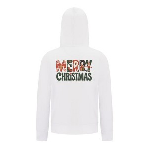 Everyday Kids Christmas Collection Merry Christmas Zip Up Hoodie – Holiday Sweatshirt - White - 1 of 1