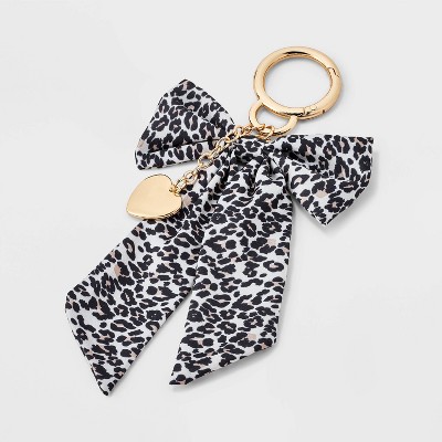 Heart and Leopard Bow Handbag Charm - A New Day™ Brown