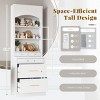Set of 2 Freestanding Tall Kitchen Pantry with 5 Storage Drawers, Adjustable Shelf, Faux Marble Countertop, Modern Hutch Cabinet-The Pop Home - 3 of 4