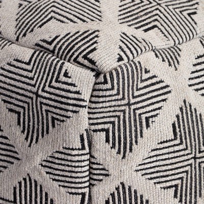 Carondelet Handcrafted Pouf in Black/Ivory - 21" Square