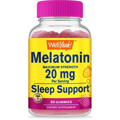 WellYeah Melatonin Gummies 20 mg - Natural Berry Flavor - 60 Count