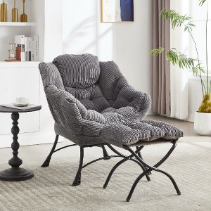 Kumasinova Lazy Sofa Chair with Ottoman, PP Cotton Accent Chair for Living Room, Ergonomic Lounge Armchair with Steel Frame & Soft Flannelette Cover - 1 of 4